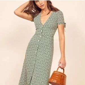 Reformation Roslin dress - green floral size 2